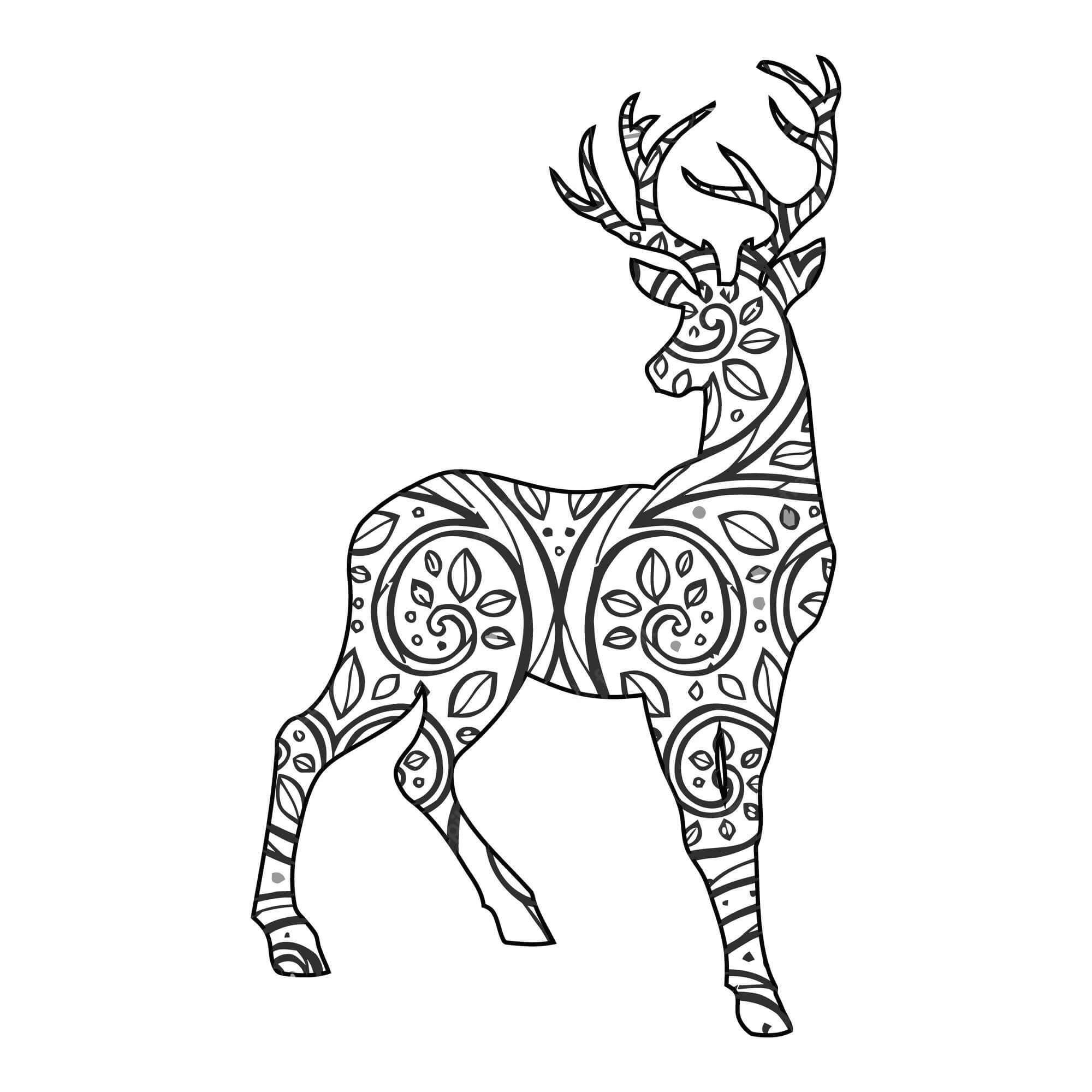 Coloriage Mandala: Cerf Feuille 8 Mandalas