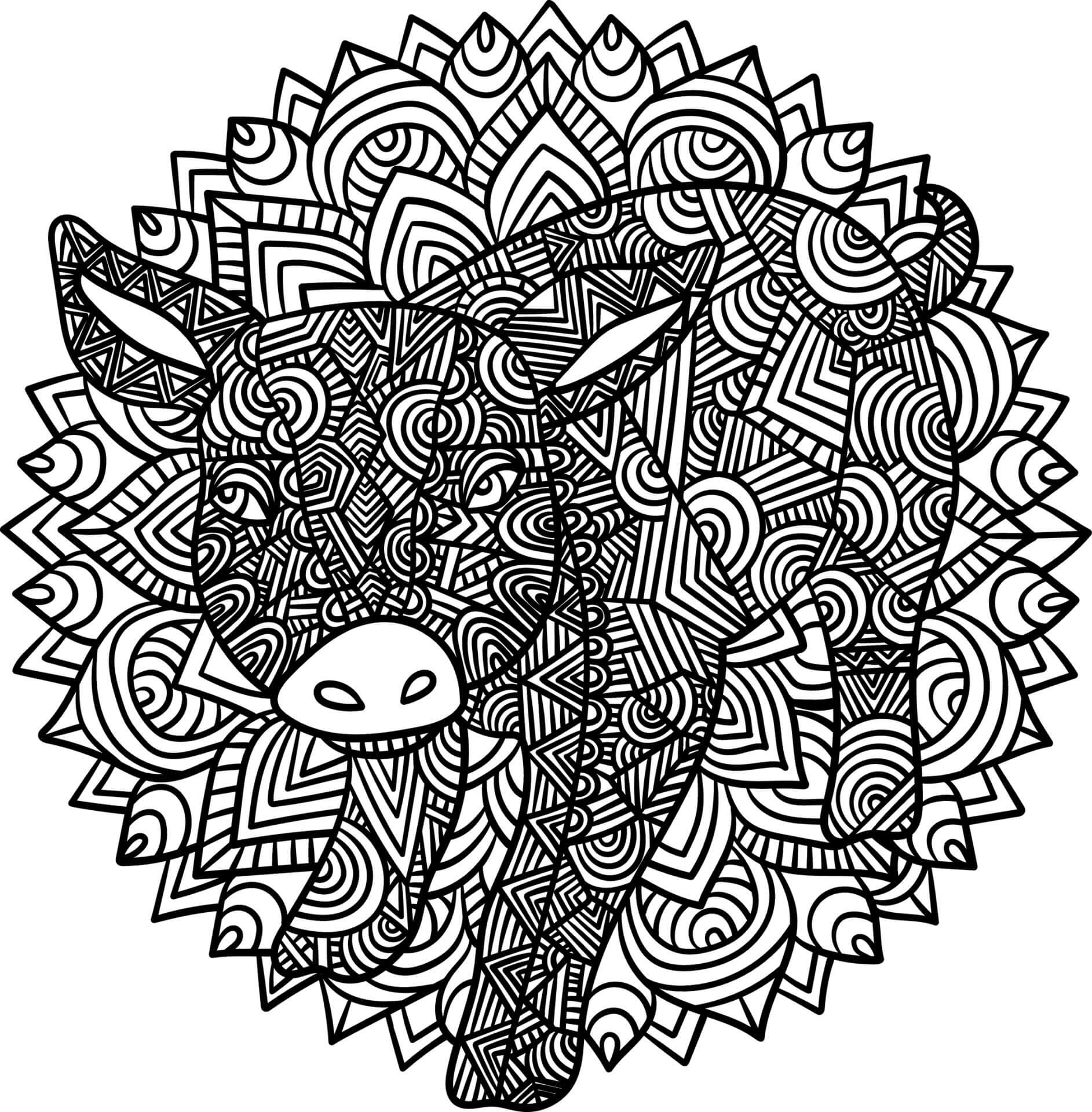 Coloriage Mandala: Cochon Feuille 2 Mandalas