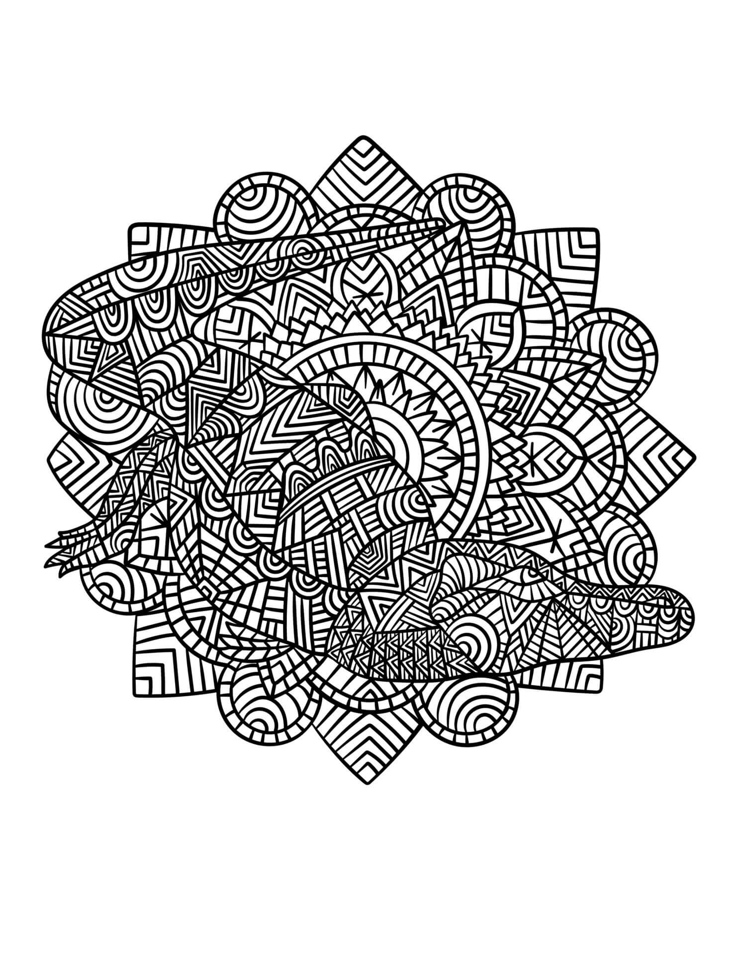 Coloriage Mandala: Crocodile Feuille 1 Mandalas
