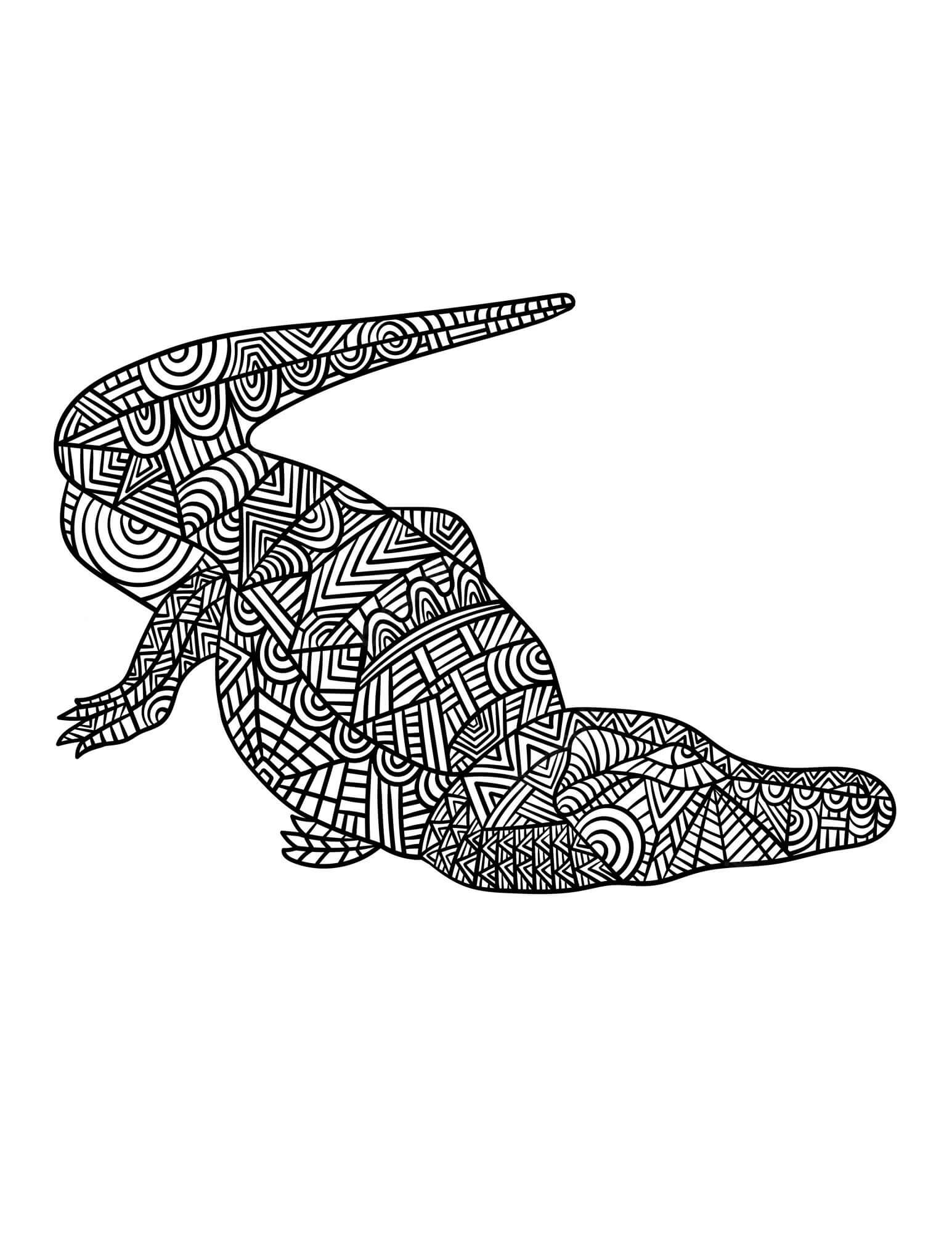 Coloriage Mandala: Crocodile Feuille 7 Mandalas
