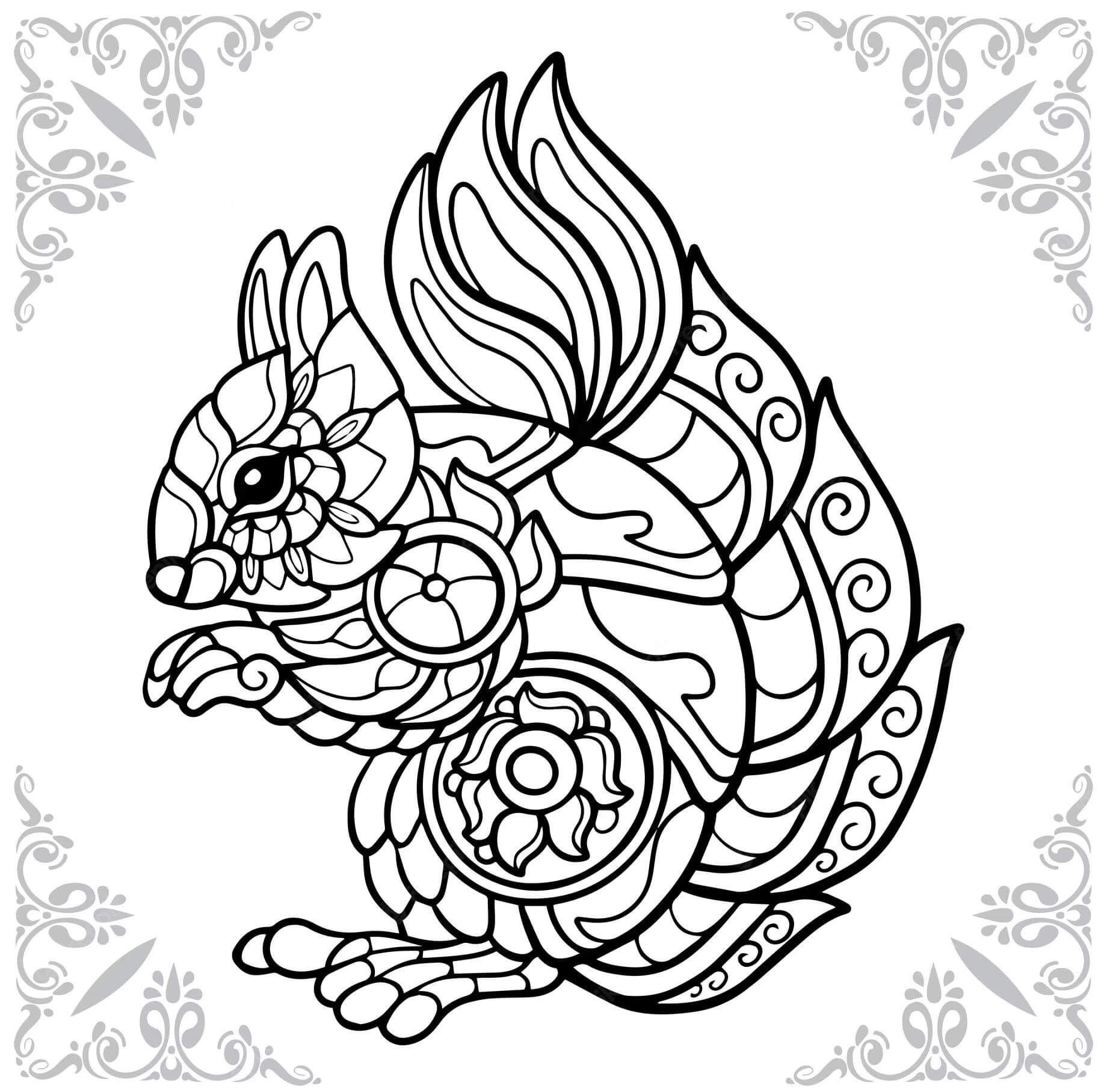 Coloriage Mandala: Écureuil cool Mandalas