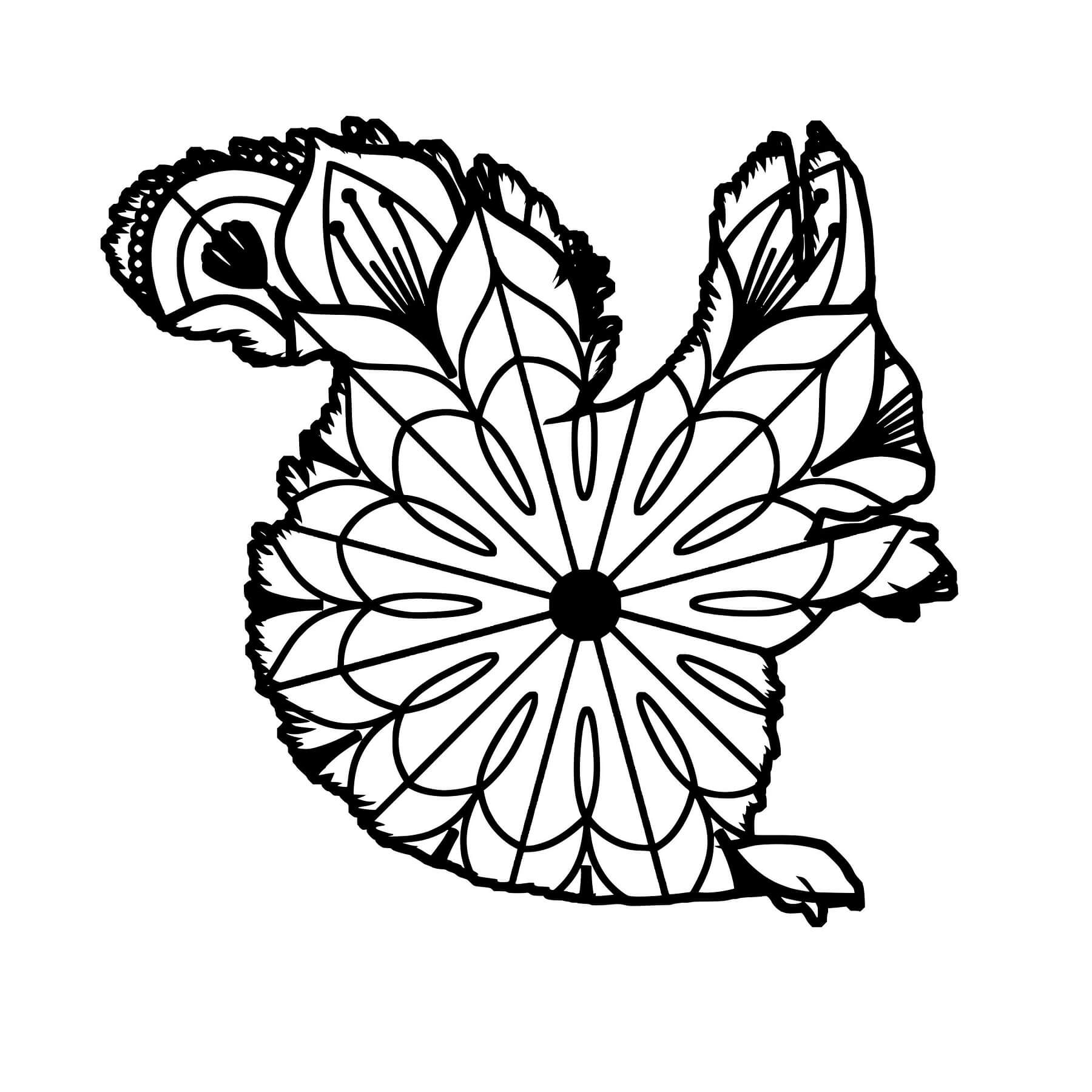 Coloriage Mandala: Écureuil Feuille 8 Mandalas