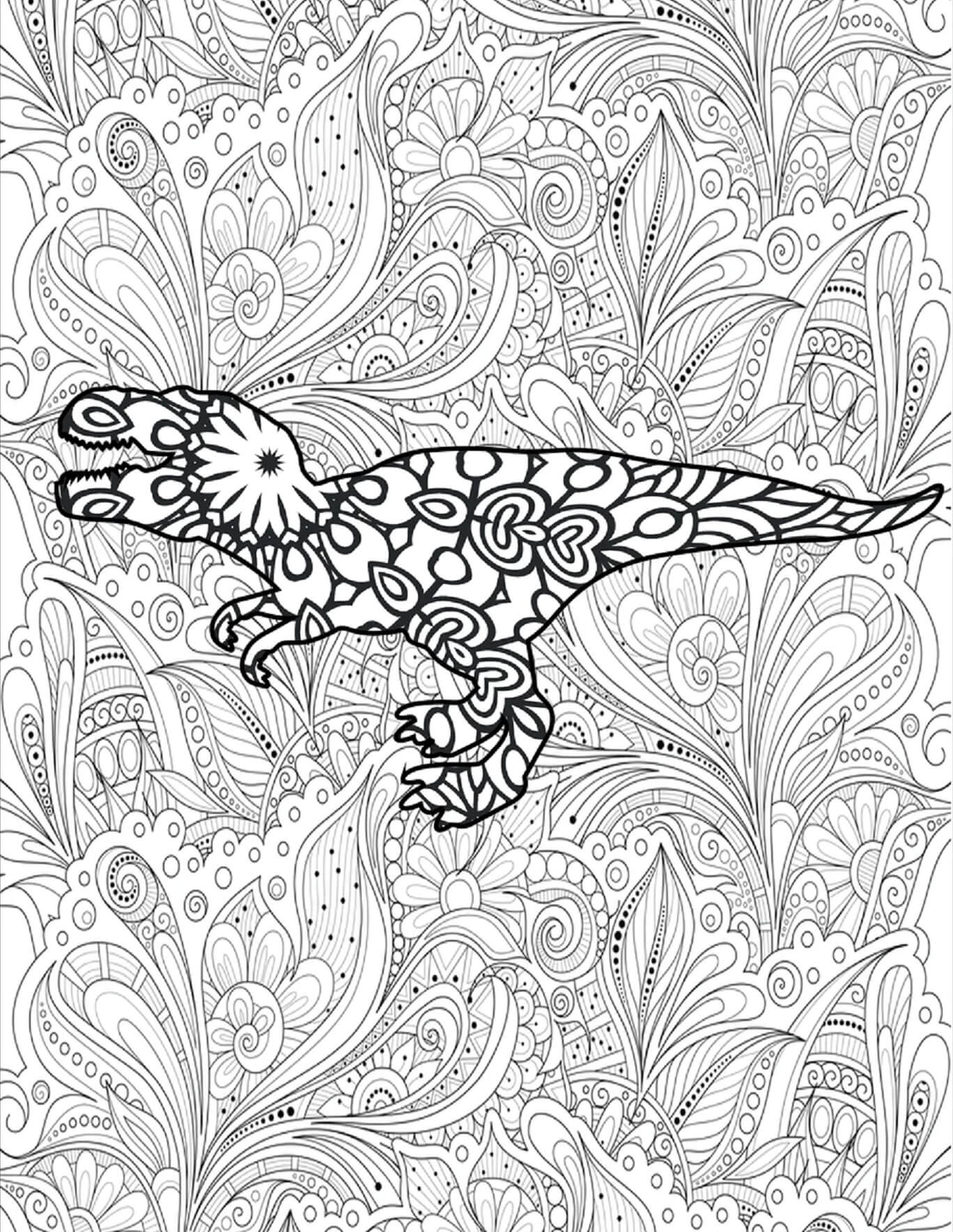 Coloriage Mandala: Dinosaure Feuille 2 Mandalas
