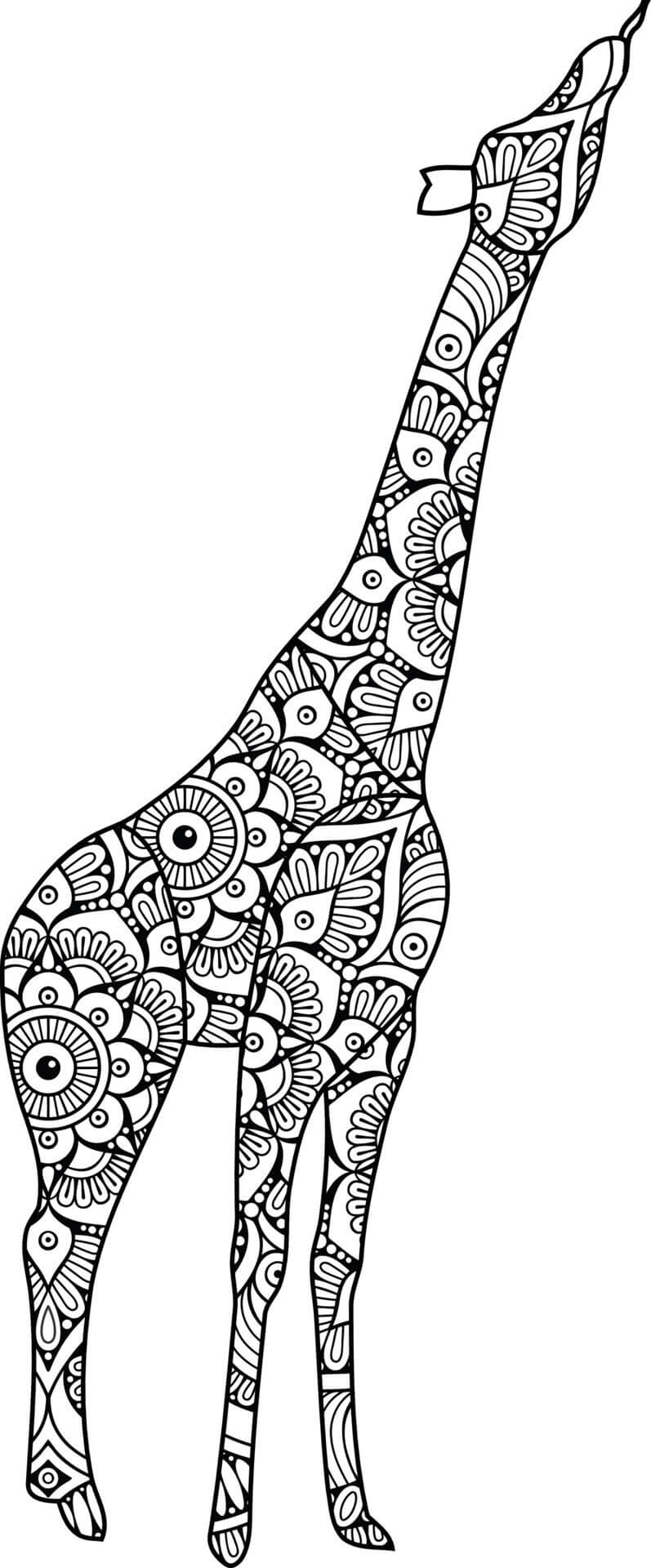 Coloriage Mandala: Girafe Feuille 7 Mandalas
