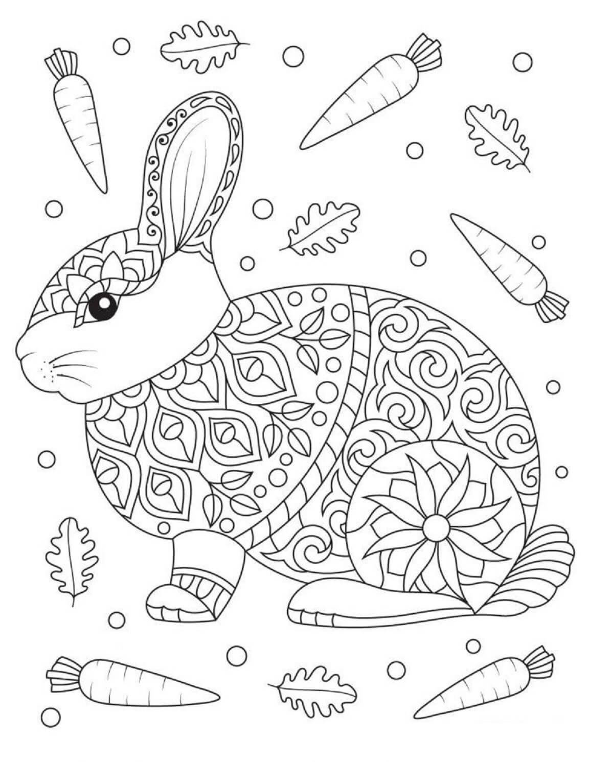 Coloriage Mandala: Lapin aux carottes Mandalas
