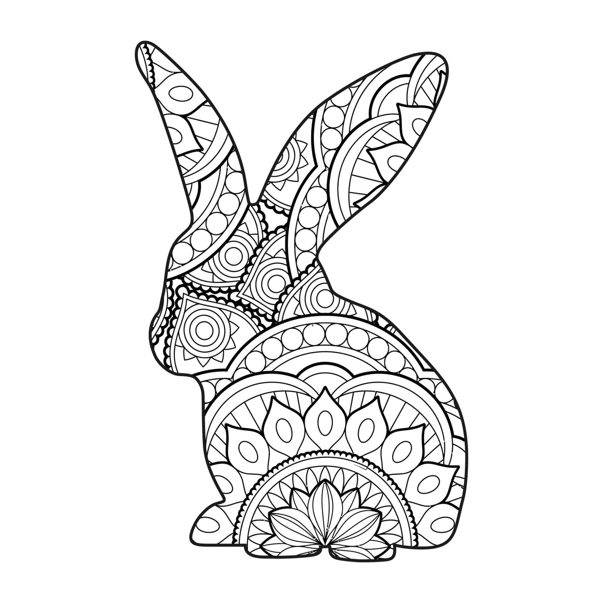 Coloriage Mandala: Lapin Feuille 1 Mandalas