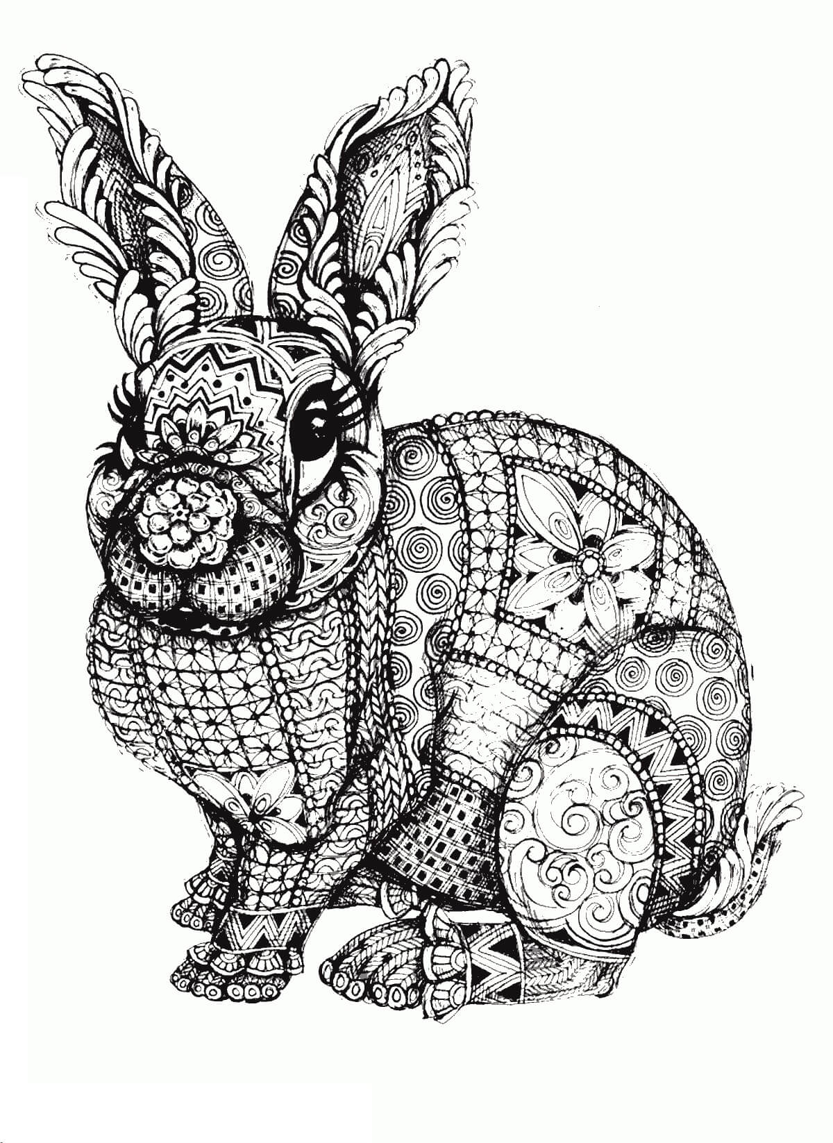 Coloriage Mandala: Lapin Feuille 2 Mandalas