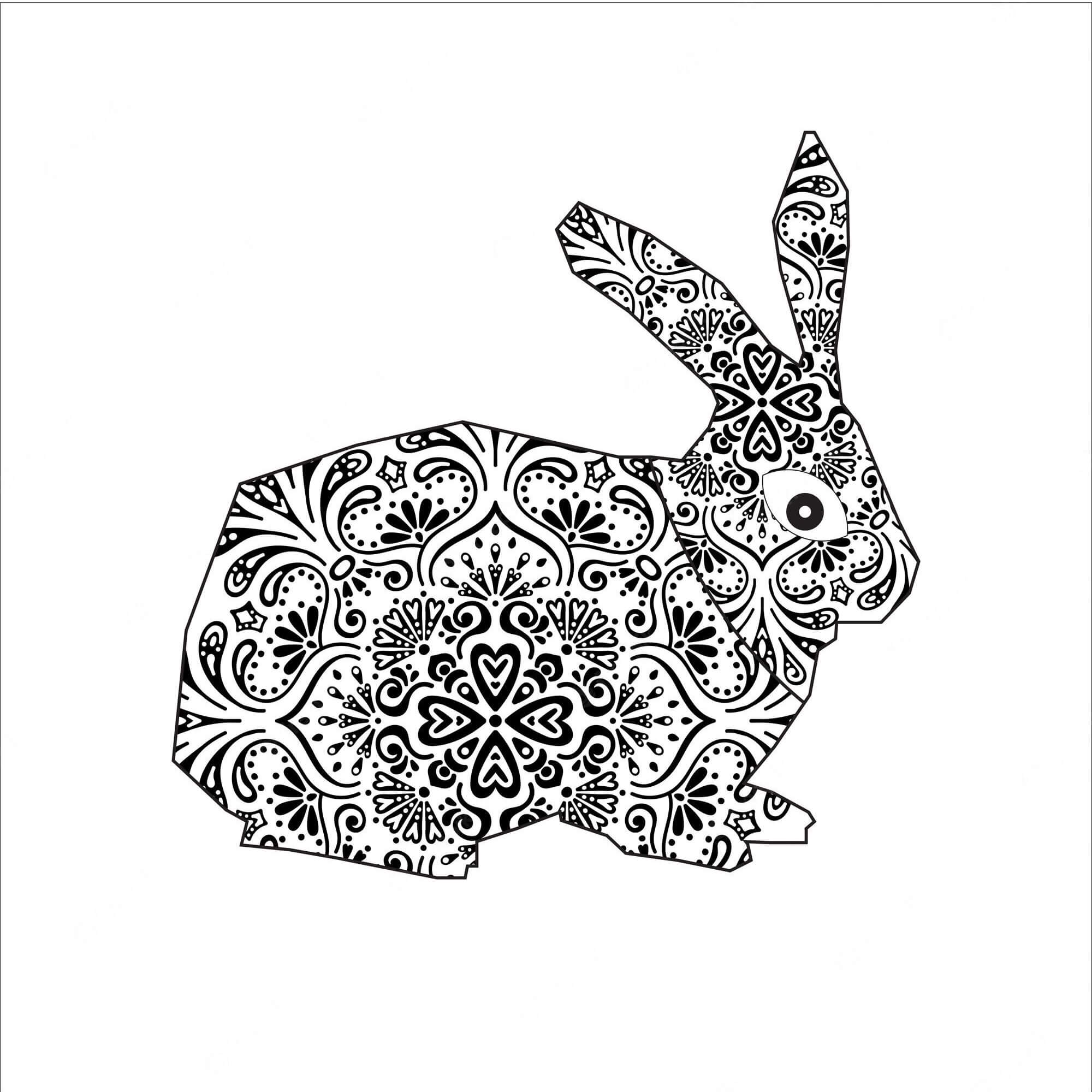 Coloriage Mandala: Lapin Feuille 3 Mandalas