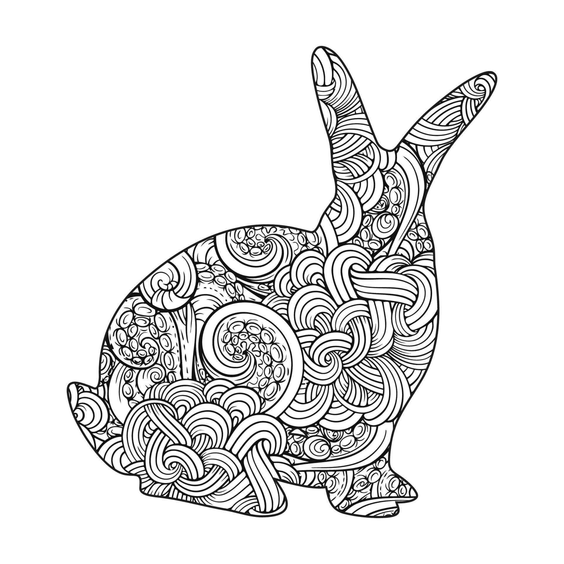 Coloriage Mandala: Lapin Feuille 5 Mandalas