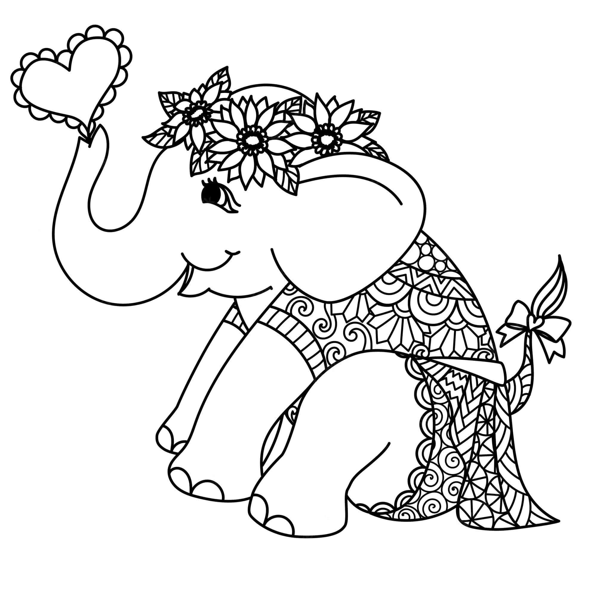 Coloriage Mandala: Éléphant avec des tournesols Mandalas