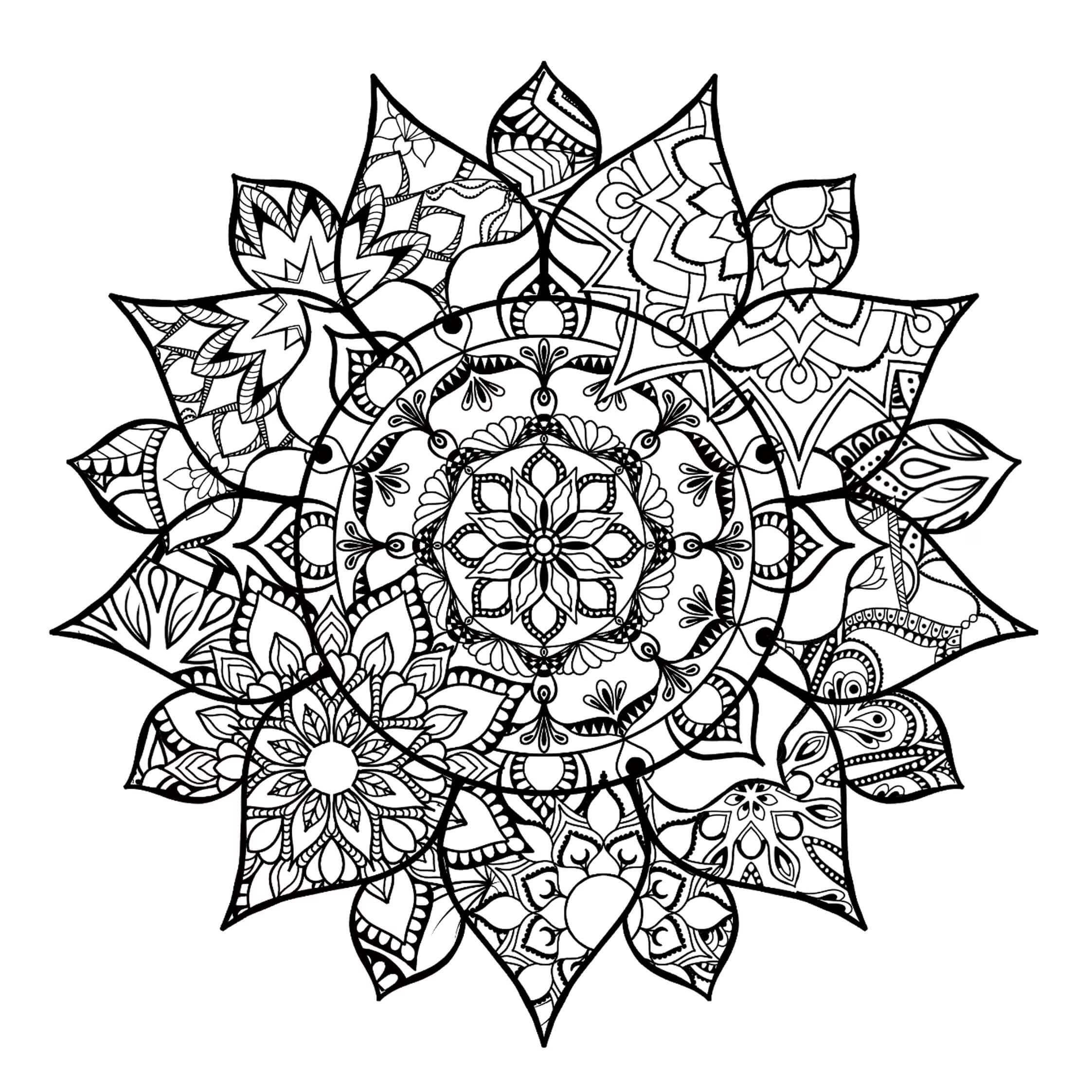 Coloriage Mandala: Magnifique tournesol Mandalas