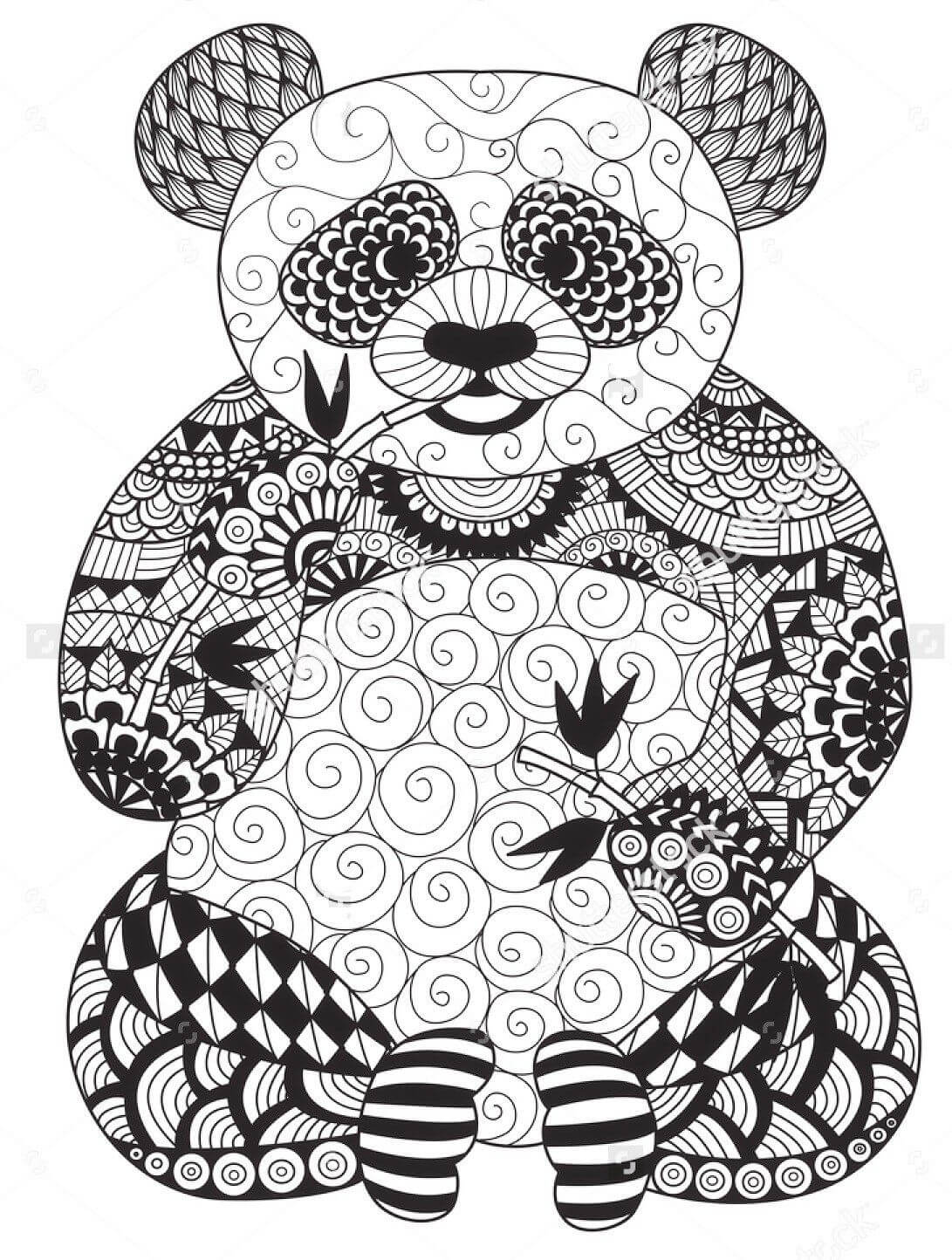 Coloriage Mandala: Panda assis Mandalas
