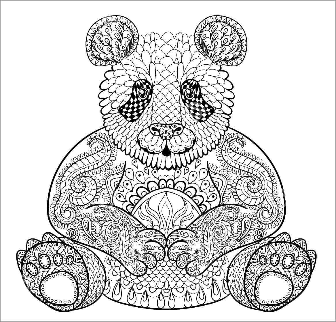 Coloriage Mandala: Panda Feuille 2 Mandalas