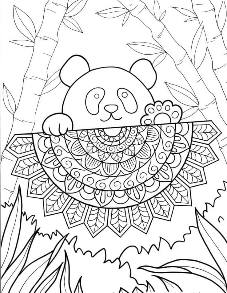 Coloriage Mandala: Panda Feuille 3 Mandalas