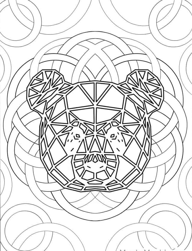 Coloriage Mandala: Panda Feuille 4 Mandalas
