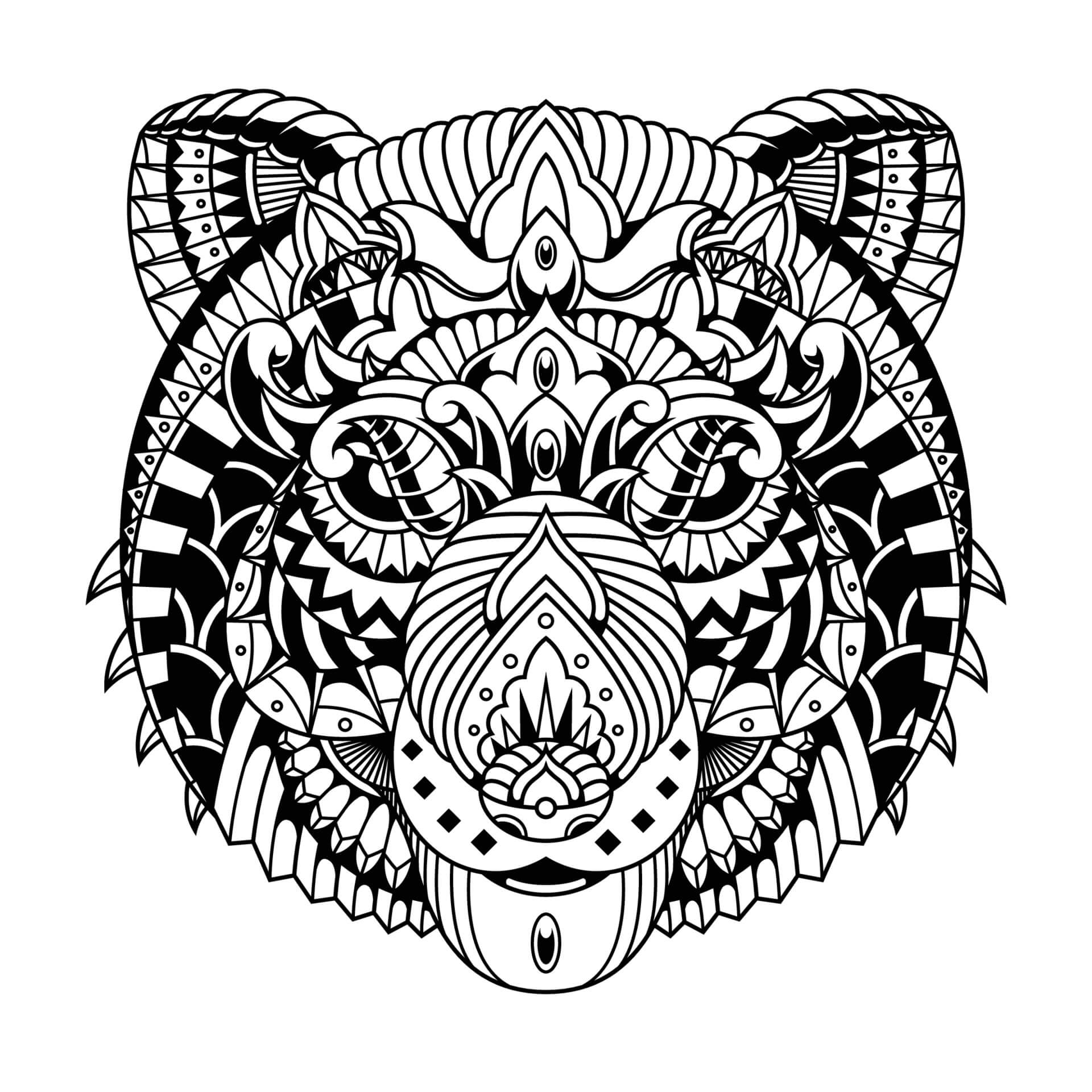 Coloriage Mandala: Panda Feuille 6 Mandalas