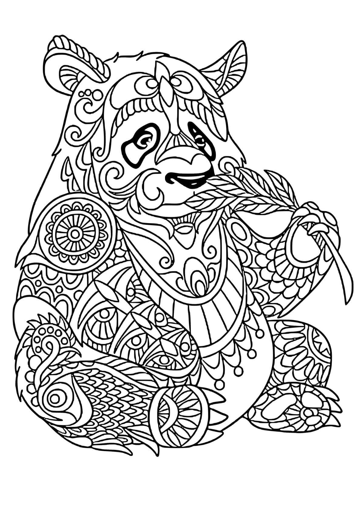 Coloriage Mandala: Panda Feuille 7 Mandalas