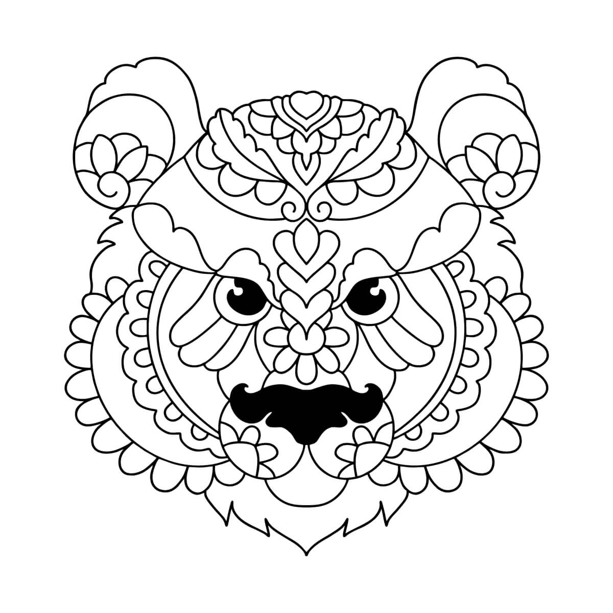 Coloriage Mandala: Panda Feuille 9 Mandalas