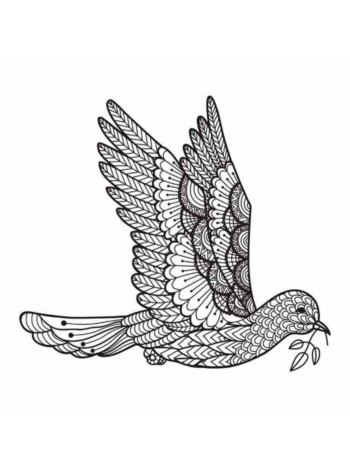 Coloriage Mandala: Pigeon Feuille 2 Mandalas