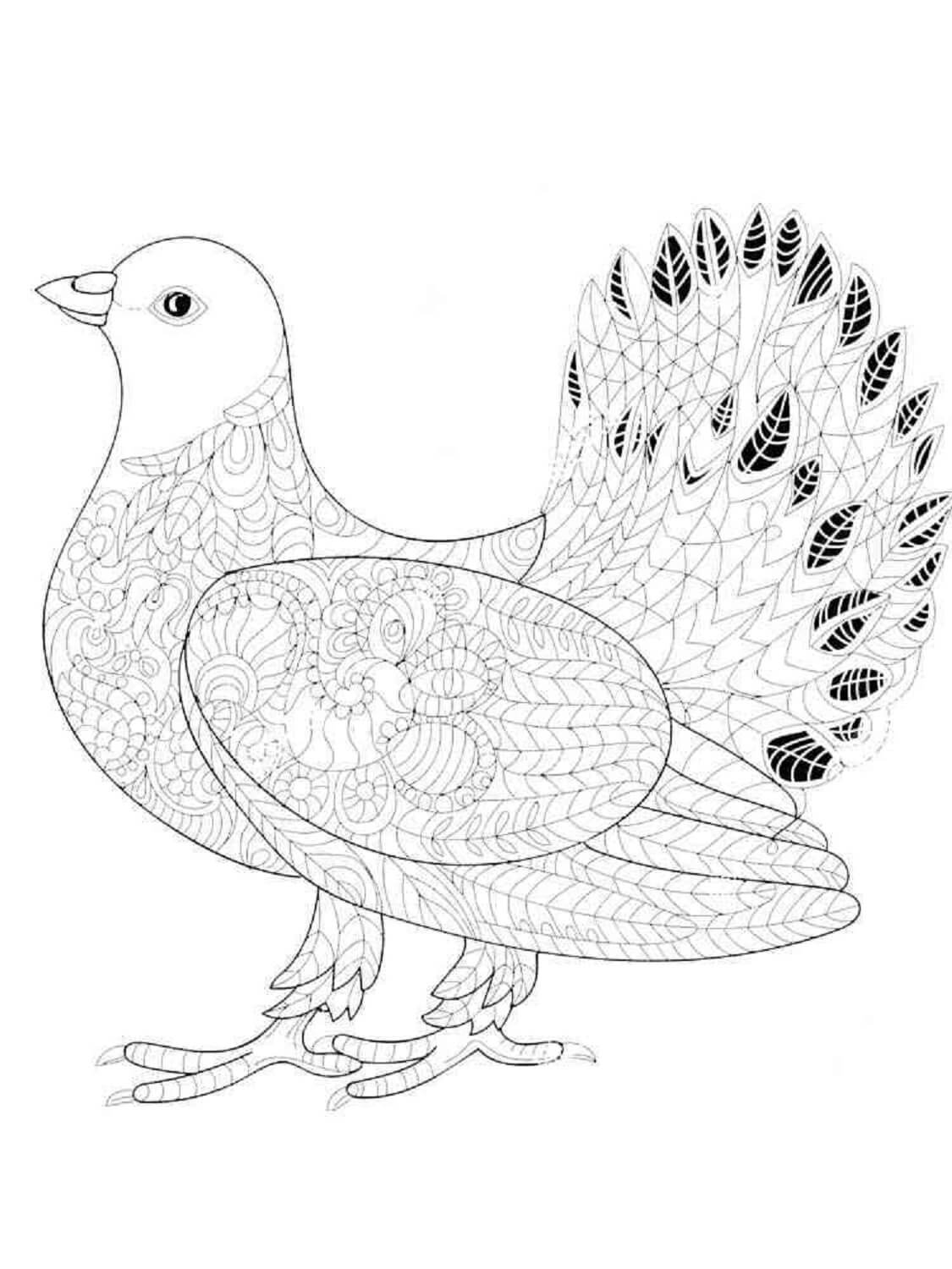 Coloriage Mandala: Pigeon Feuille 4 Mandalas