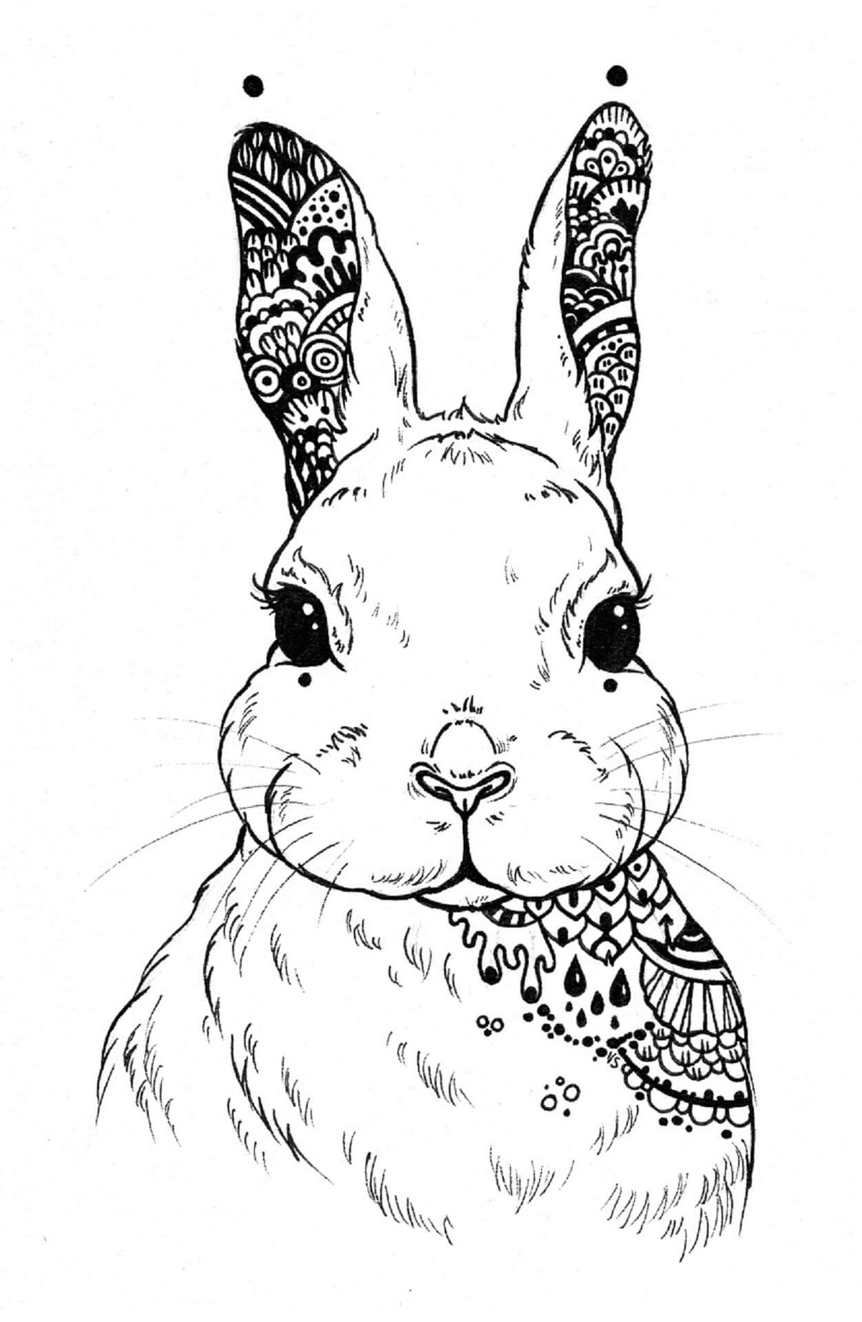 Coloriage Mandala: Portrait de lapin Mandalas