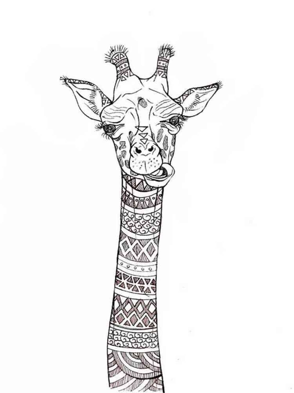 Coloriage Mandala: Portrait drôle de girafe Mandalas