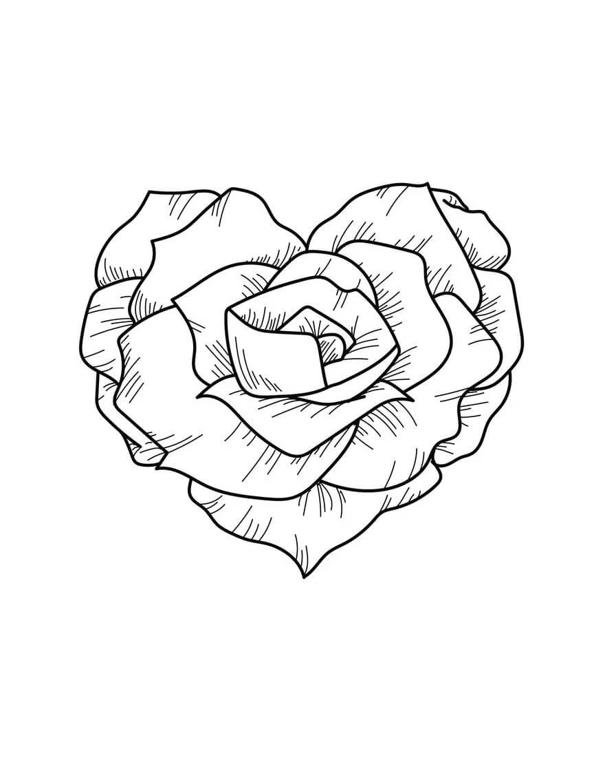 Coloriage Mandala: Rose en forme de cœur Mandalas