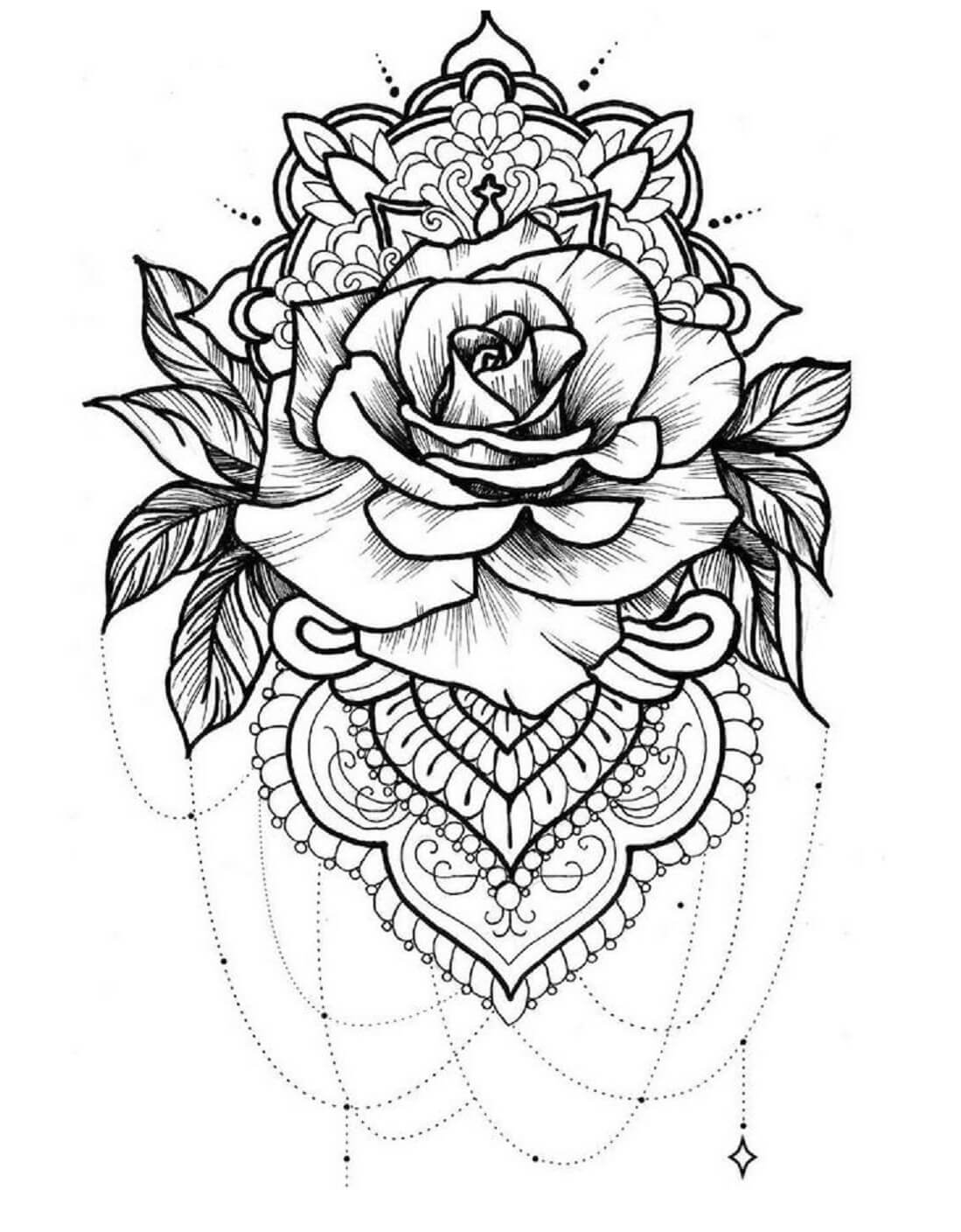 Coloriage Mandala: Rose Feuille 7 Mandalas