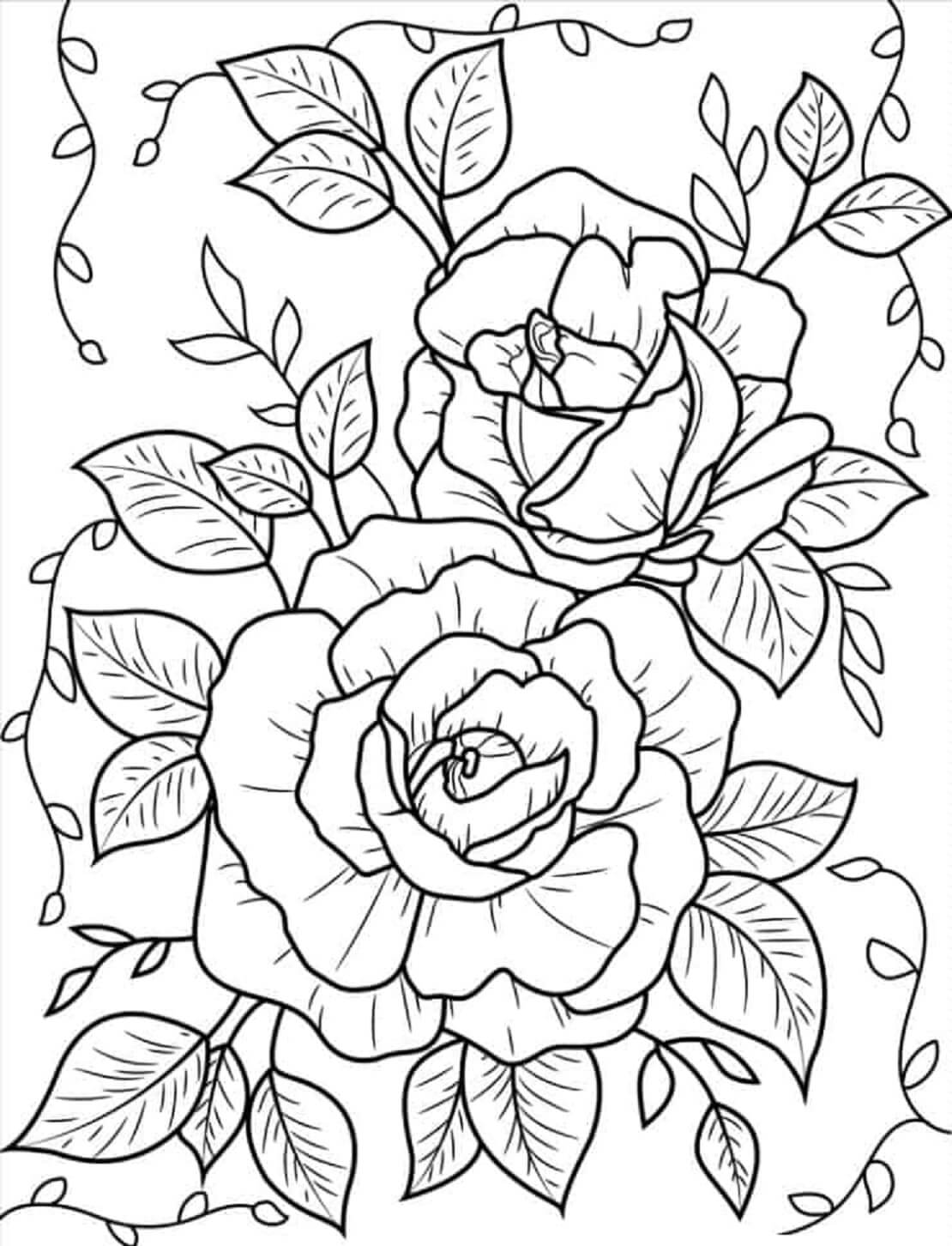 Coloriage Mandala: Roses avec feuilles Mandalas