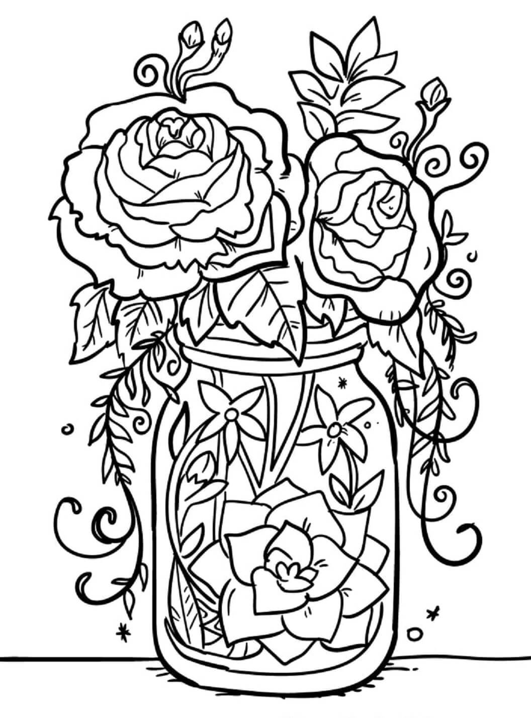 Coloriage Mandala: Roses en pot Mandalas
