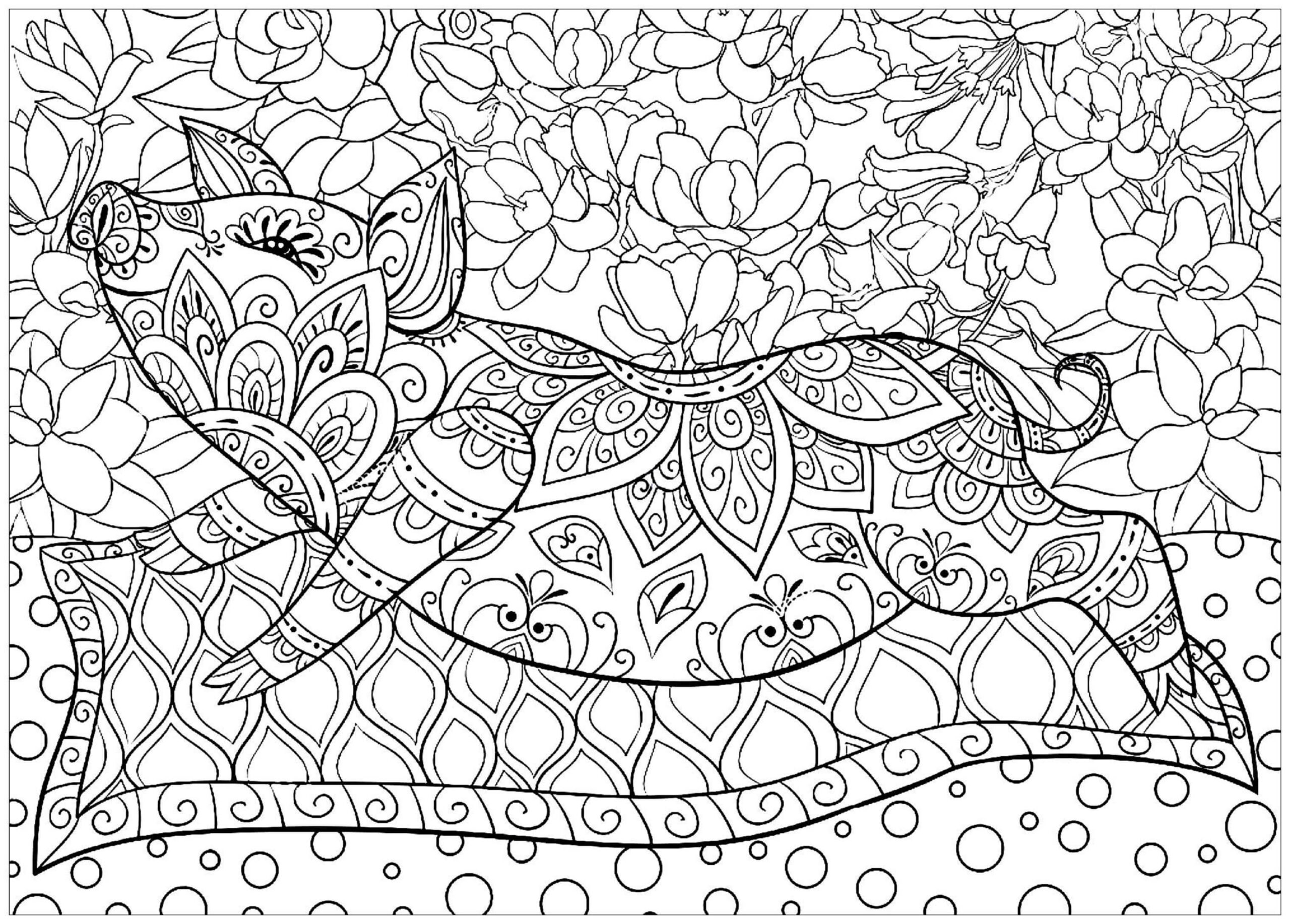 Coloriage Mandala: Tapis de fleurs de cochon Mandalas