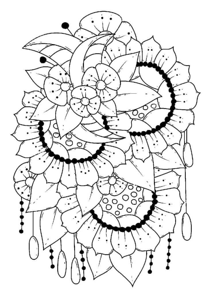 Coloriage Mandala: Tournesol Feuille 3 Mandalas