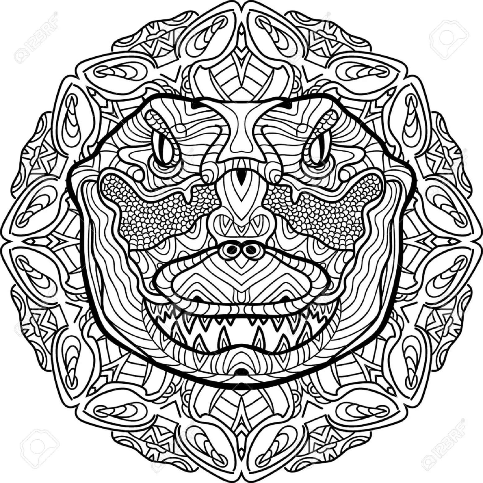 Coloriage Mandala: Tête de crocodile Mandalas