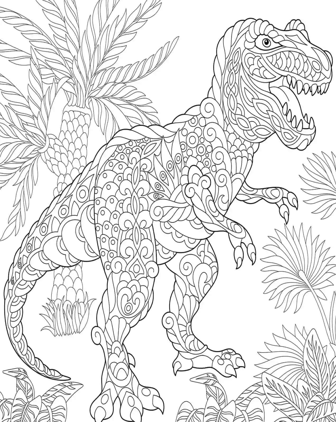 Coloriage Mandala: Tyrannosaure Mandalas