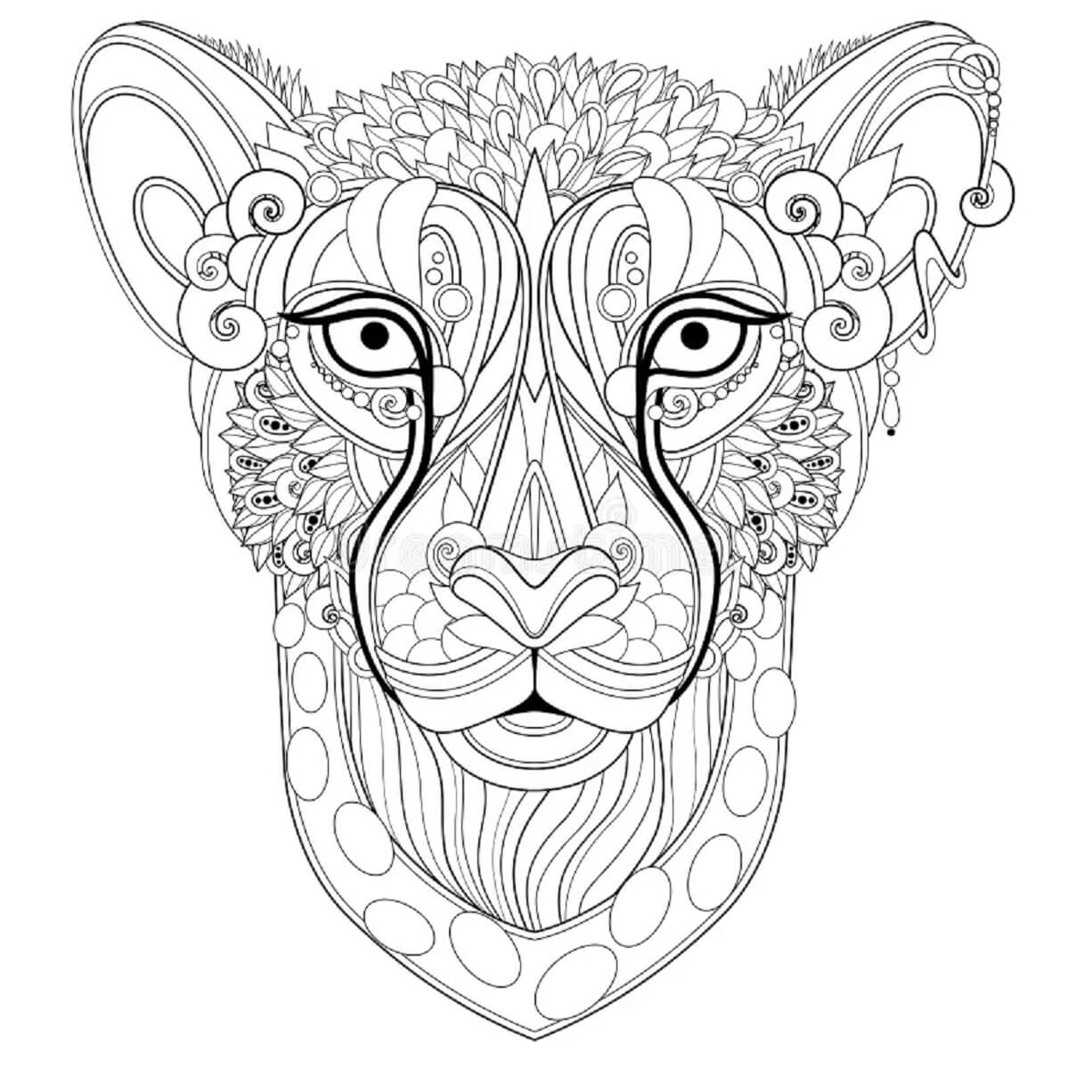 Coloriage Mandala: Visage de Guépard Mandalas