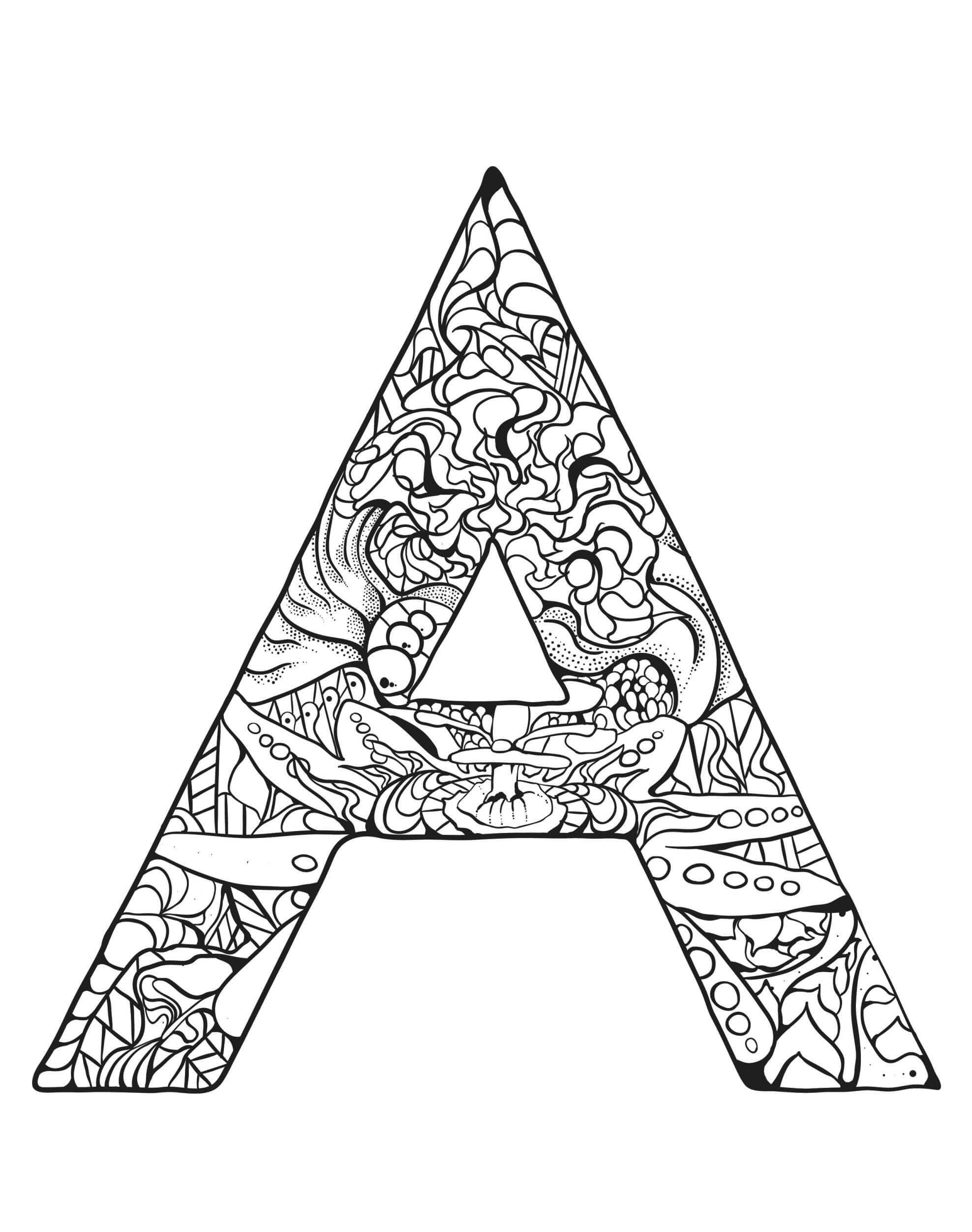 Mandala Beautiful Letter A Coloring Page Mandala
