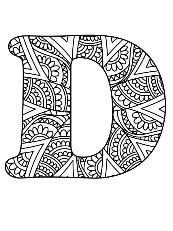 Mandala Letter D Coloring Page Mandala