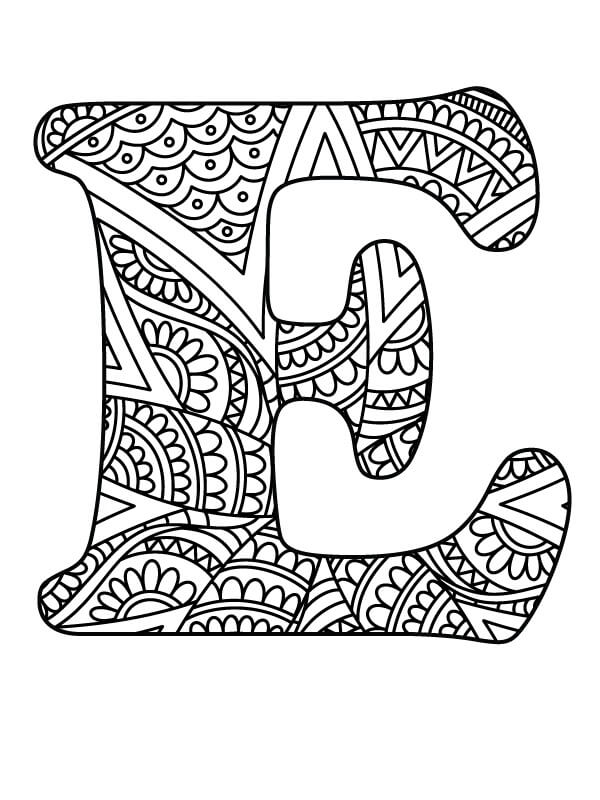 Mandala Letter E Coloring Page Mandalas