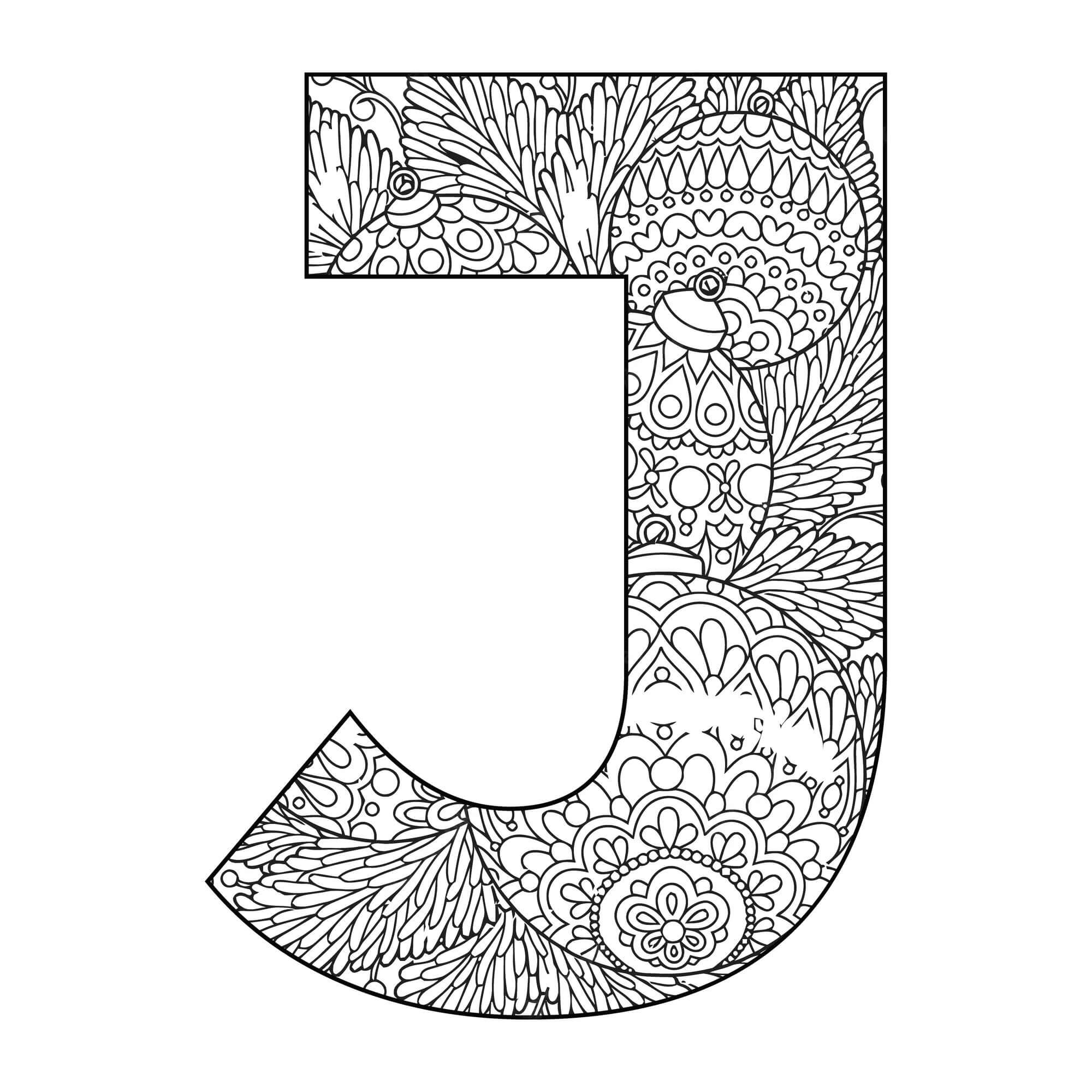 Mandala Letter J Coloring Page Mandala