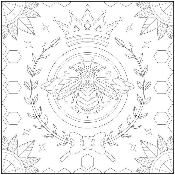 Coloriage Mandala: Abeille avec couronne Mandalas