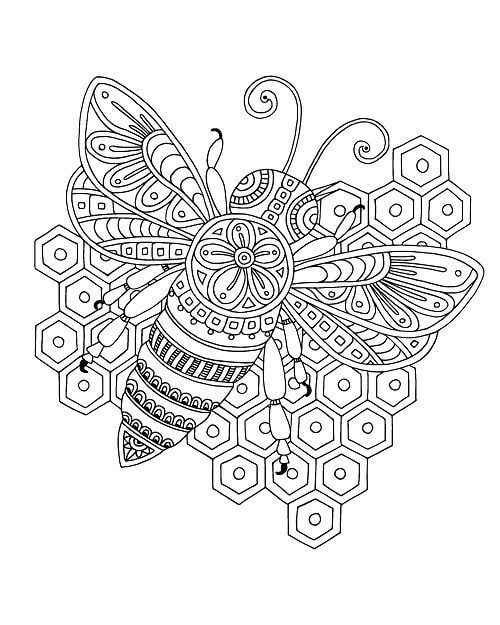 Coloriage Mandala: Abeille Feuille 1 Mandalas