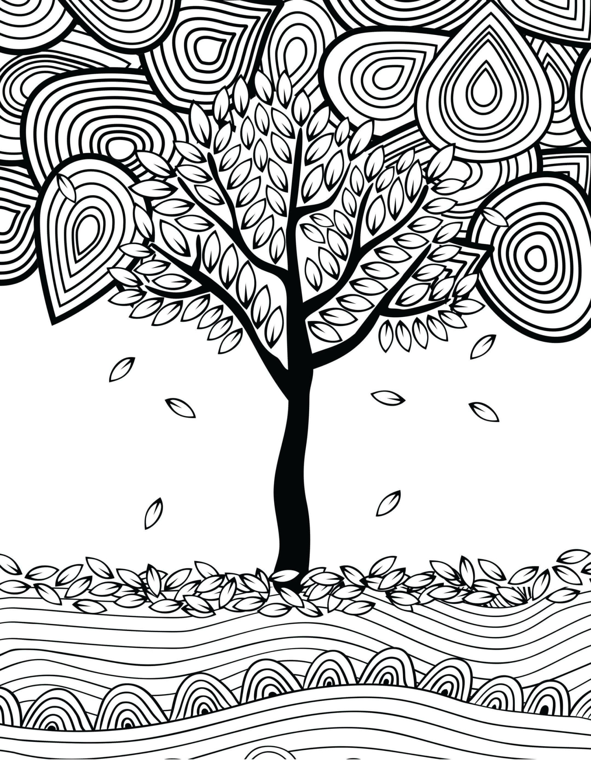 Coloriage Mandala: Arbre en automne Mandalas