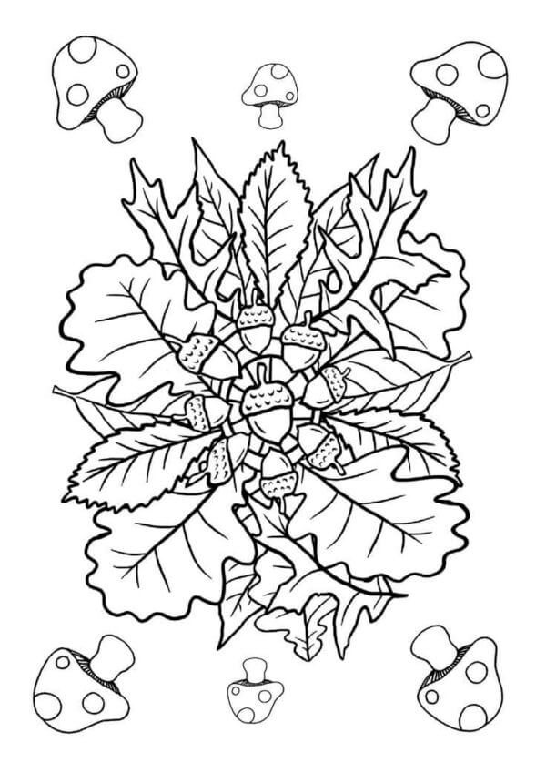 Coloriage Mandala: Automne Feuille 1 Mandalas