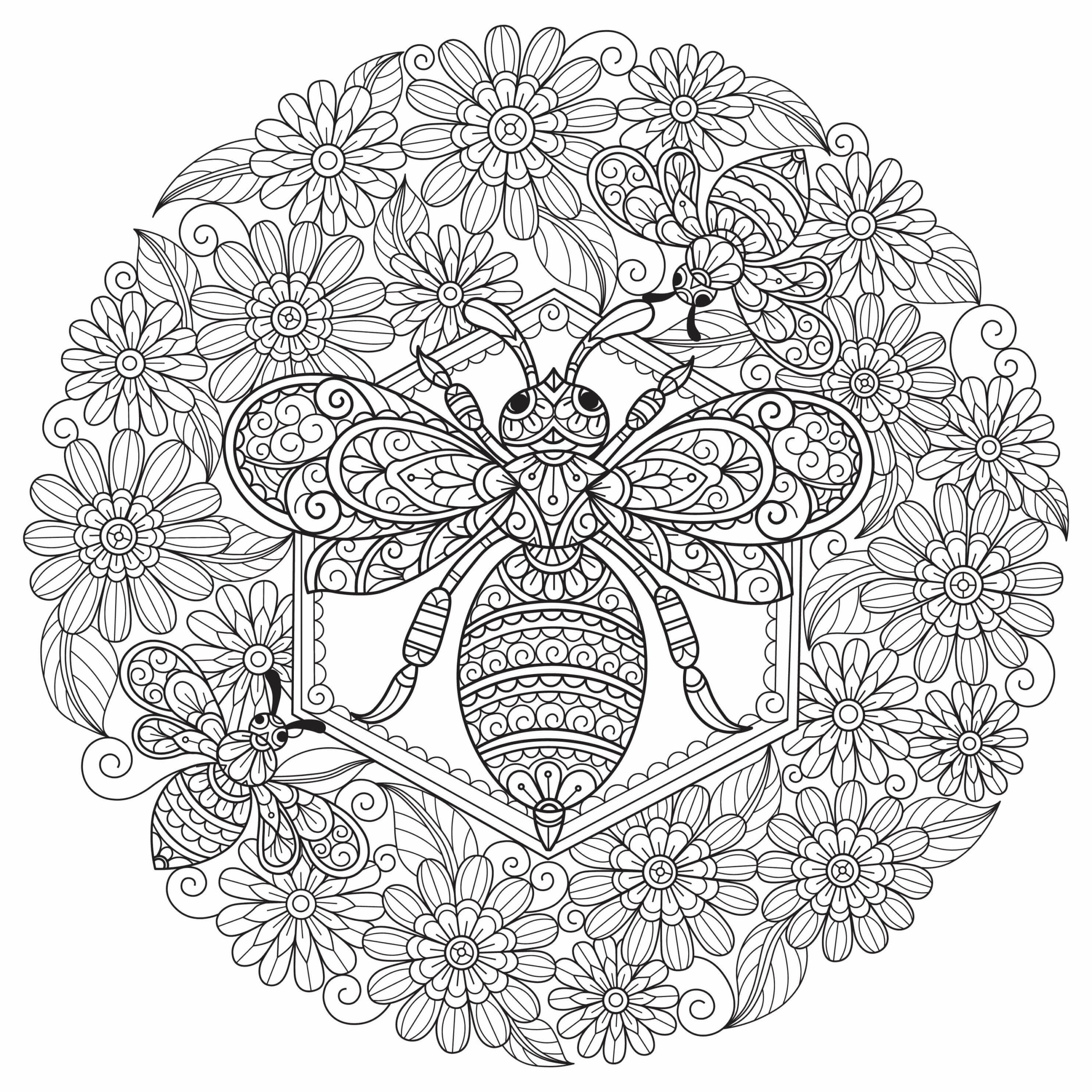 Coloriage Mandala: Belle abeille Mandalas