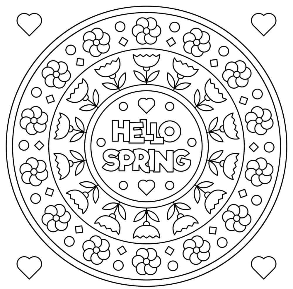 Coloriage Mandala: Bonjour le printemps feuille 1 Mandalas