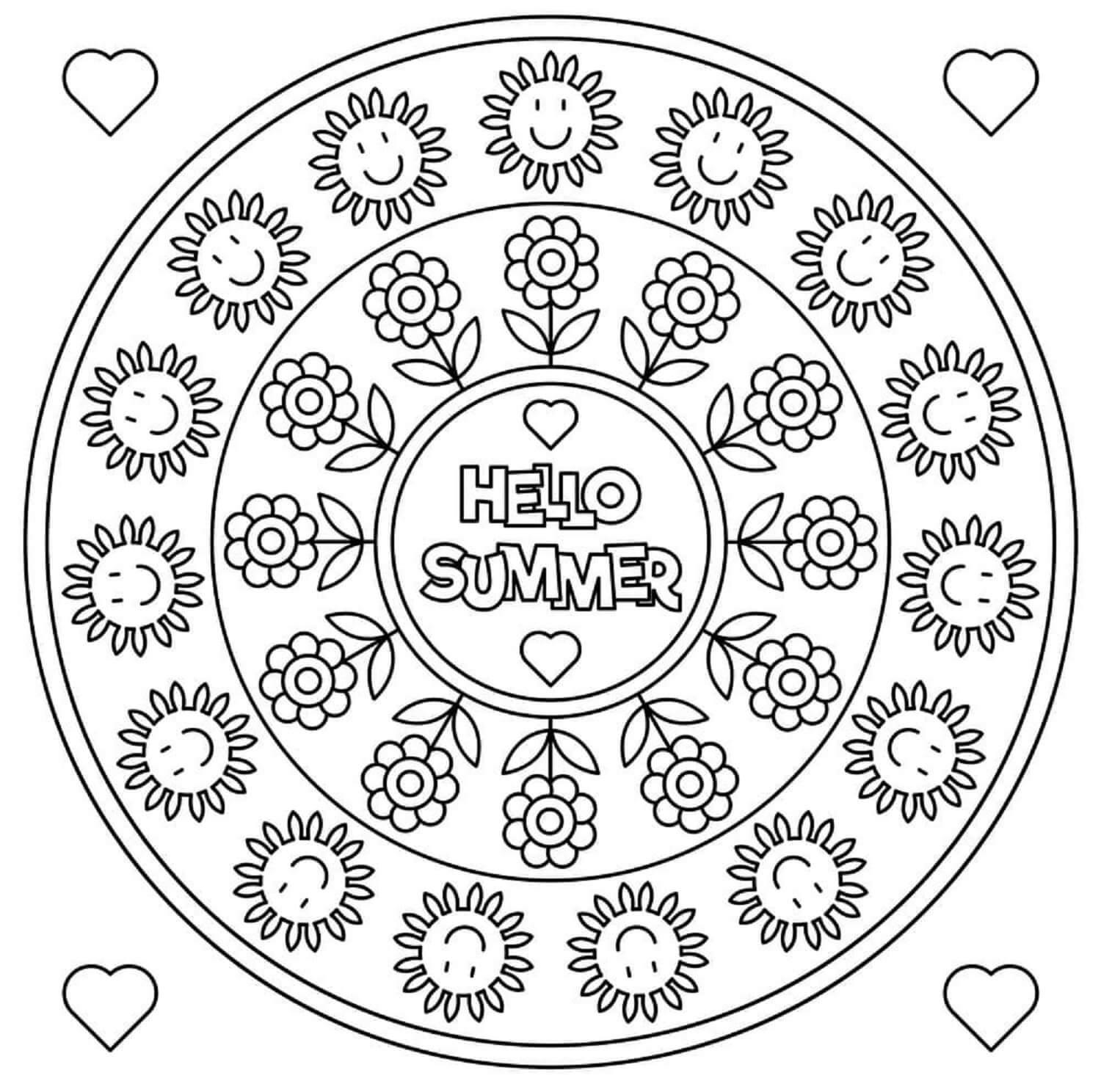 Coloriage Mandala: Bonjour l'été Mandalas