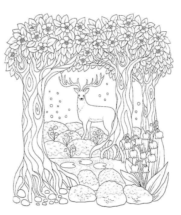 Coloriage Mandala: Cerfs gracieux en automne Mandalas