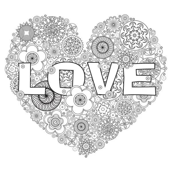 Coloriage Mandala: Cœur amoureux Mandalas