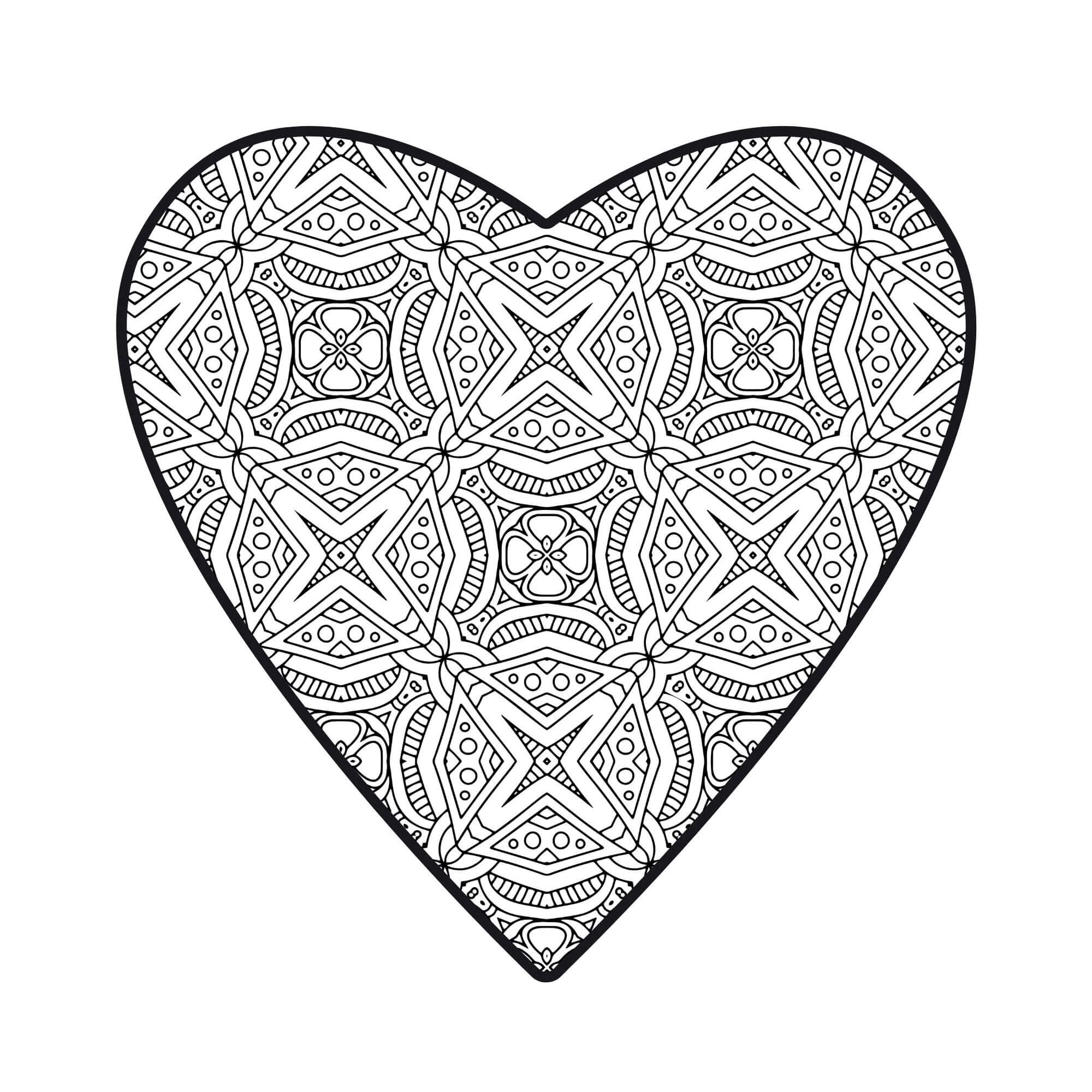 Coloriage Mandala: Cœur feuille 11 Mandalas