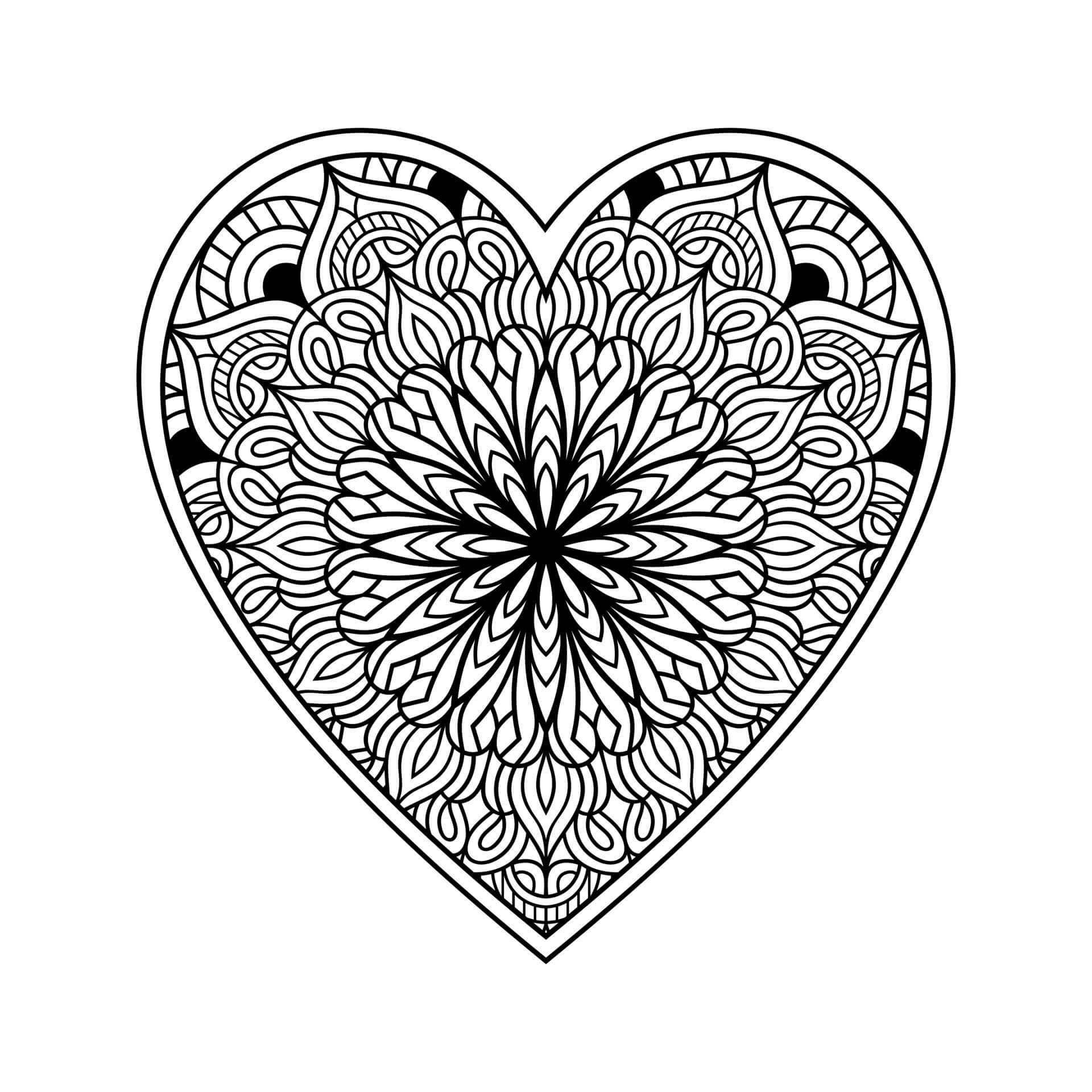 Coloriage Mandala: Cœur feuille 17 Mandalas